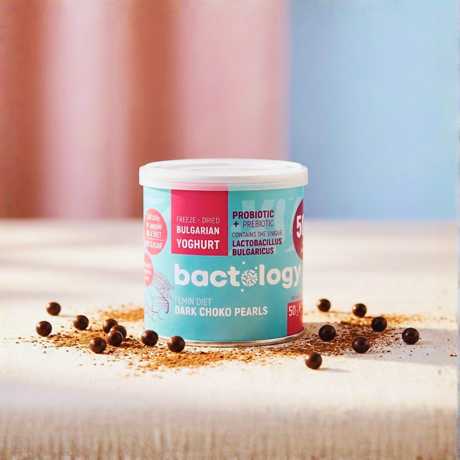 Bactology - Диетични пробиотични КЕТО перли с черен шоколад - без захар